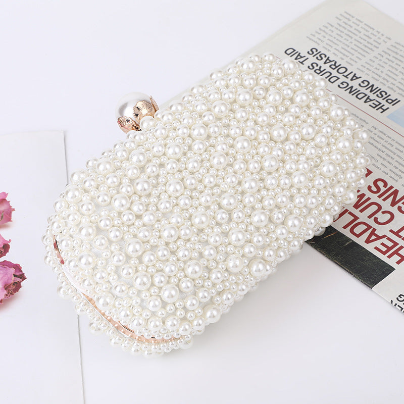 Glamorous Women's Pearl Dinner Soft Surface Evening Bags