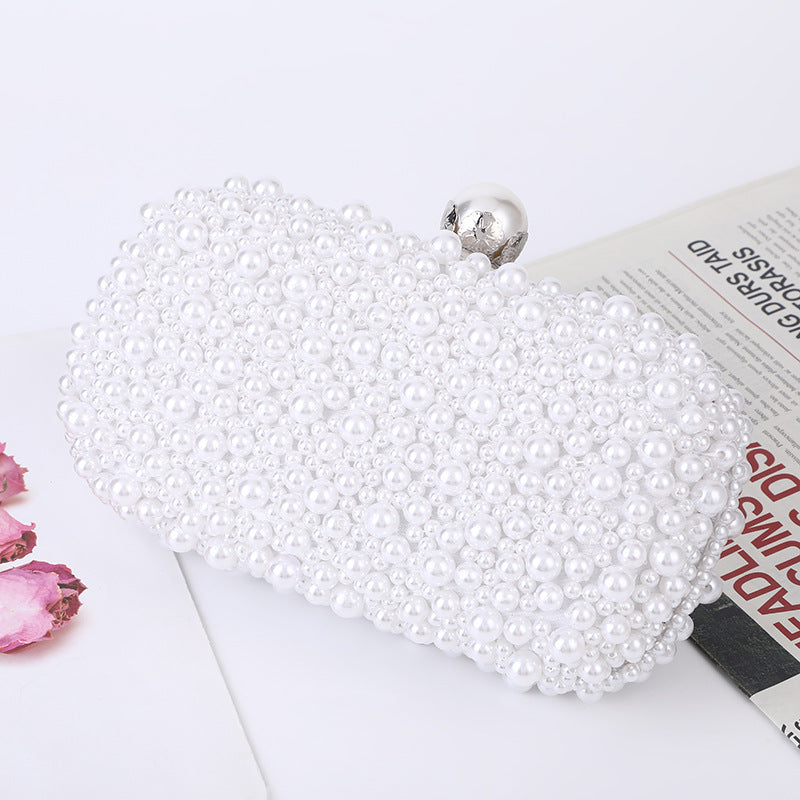 Glamorous Women's Pearl Dinner Soft Surface Evening Bags