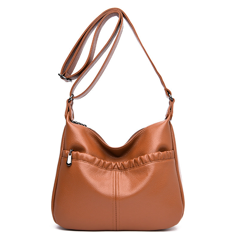 Women's Cool Pleated Mom Soft Leather Bags