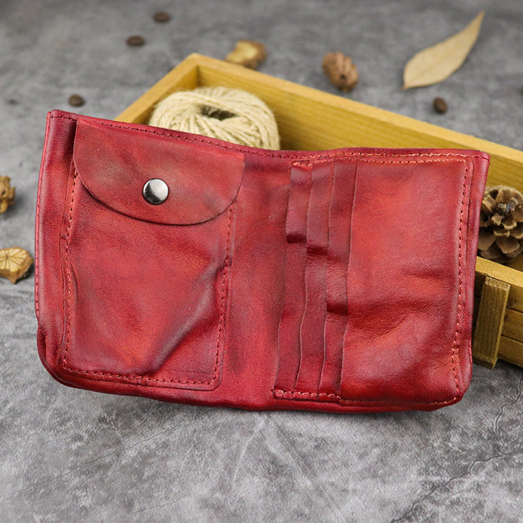 Washed Cowhide Man's First Layer Short Men's Wallets