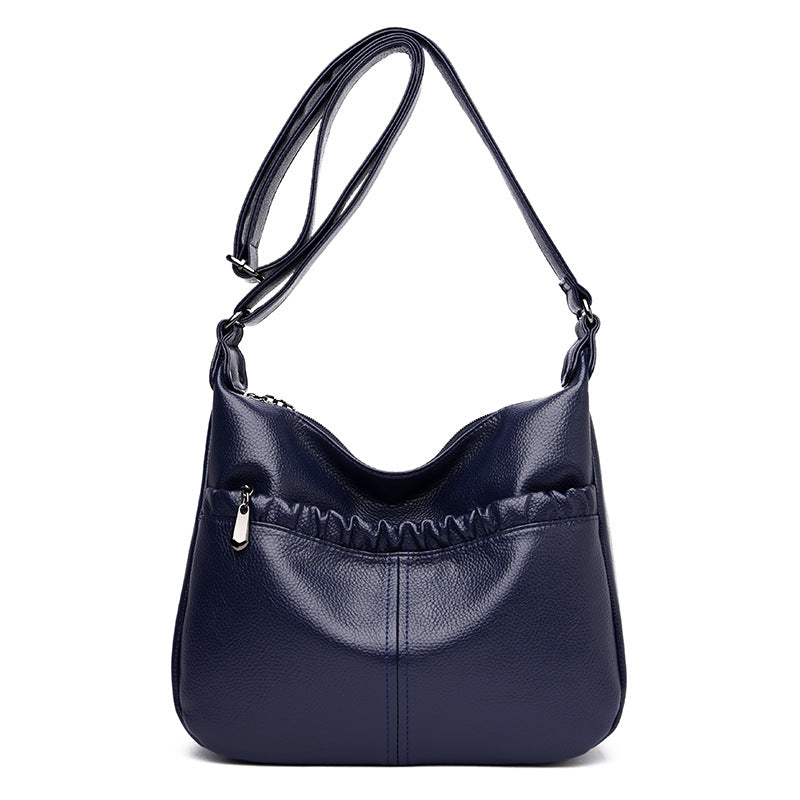 Women's Cool Pleated Mom Soft Leather Bags