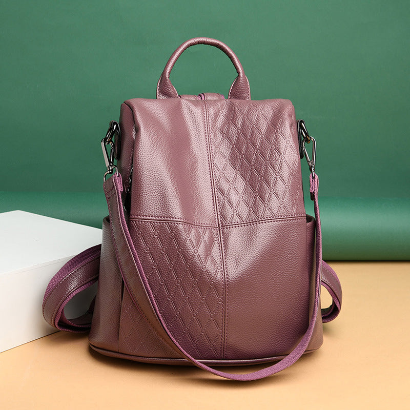 Women's Fashion Large Capacity Soft Leather Trendy Backpacks