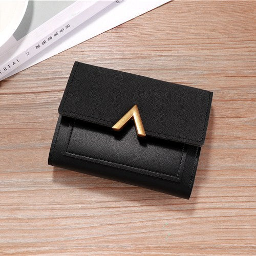 Women's Style Tri Fold Short Vintage Simple Card Holder