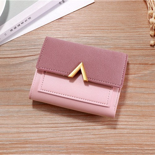 Women's Style Tri Fold Short Vintage Simple Card Holder