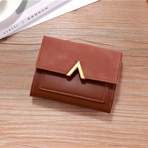 Women's Style Tri Fold Short Vintage Simple Card Holder