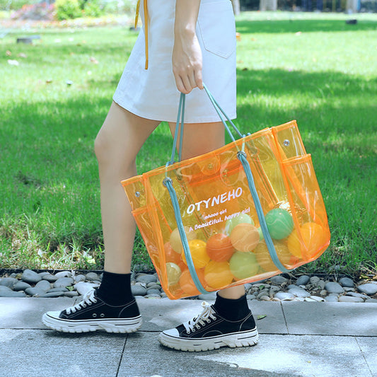 Women's Trendy Transparent Spring Jelly Waterproof Beach Shoulder Bags