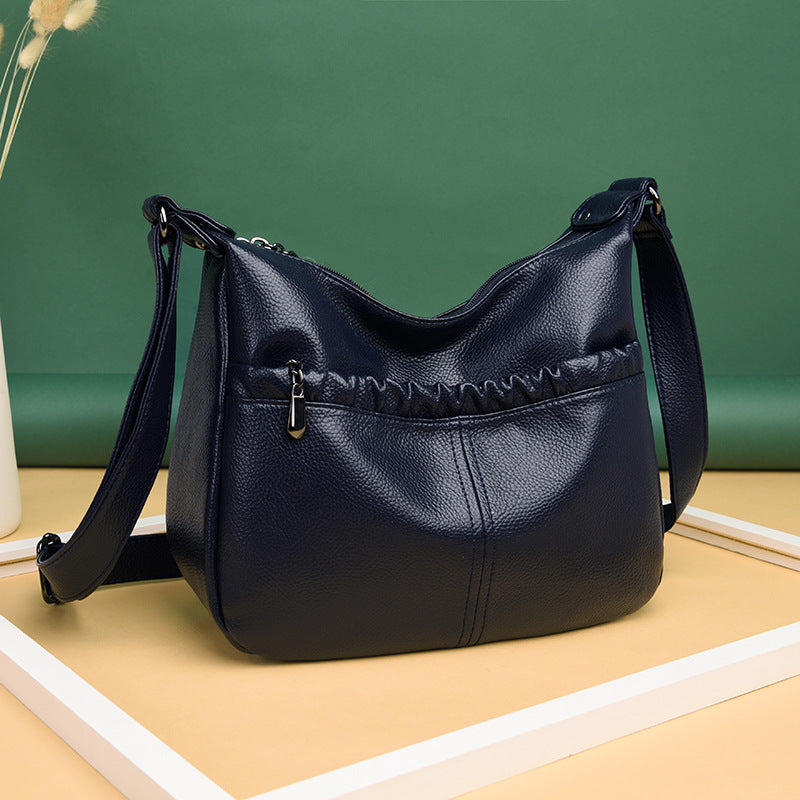 Women's Cool Pleated Mom Soft Leather Bags