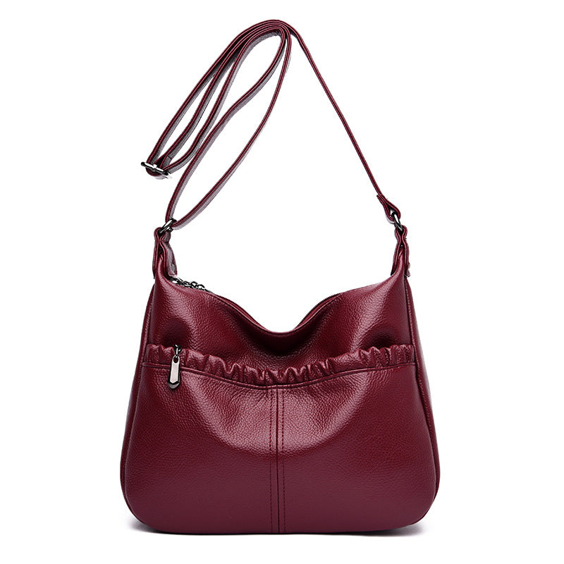 Women's Cool Pleated Mom Soft Leather Bags