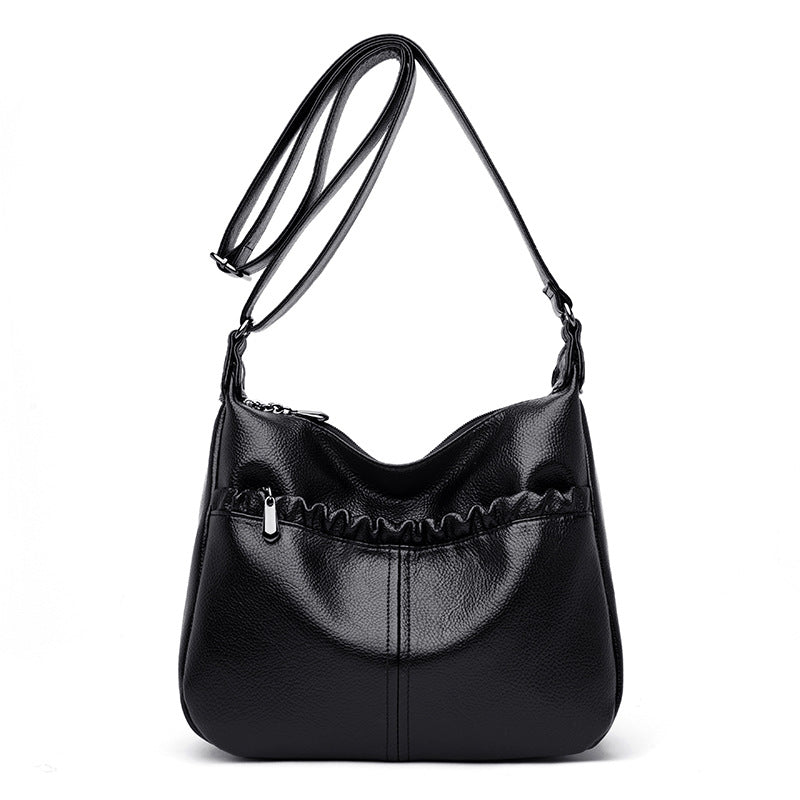Women's Cool Pleated Mom Soft Leather Bags