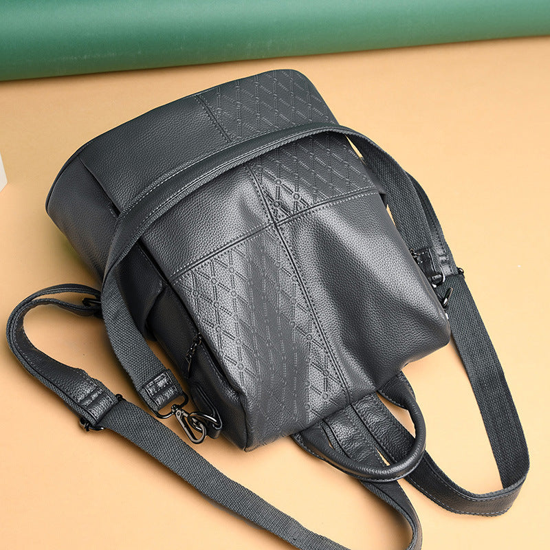 Women's Fashion Large Capacity Soft Leather Trendy Backpacks