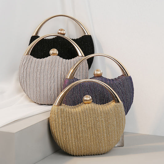 Women's Vintage Pleated Dinner Banquet Fashion Metal Portable Evening Bags