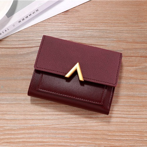 Women's Style Tri Fold Short Vintage Simple Card Holder