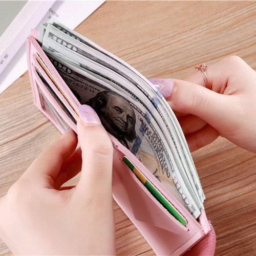 Women's Style Tri Fold Short Vintage Simple Card Holder