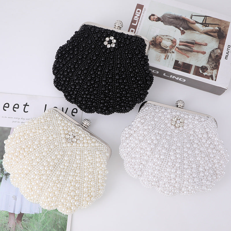 Fashionable Elegant Shell Pearl Dinner Large Evening Bags