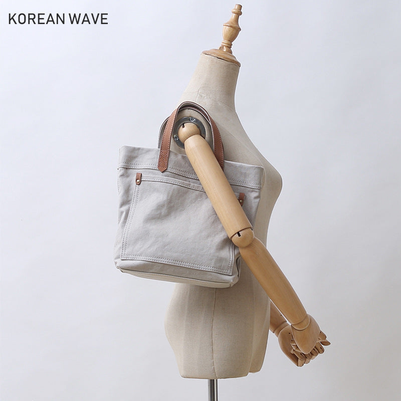 Summer Canvas With Cowhide Portable Mori Shoulder Bags