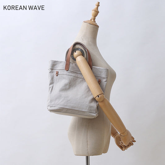 Summer Canvas With Cowhide Portable Mori Shoulder Bags