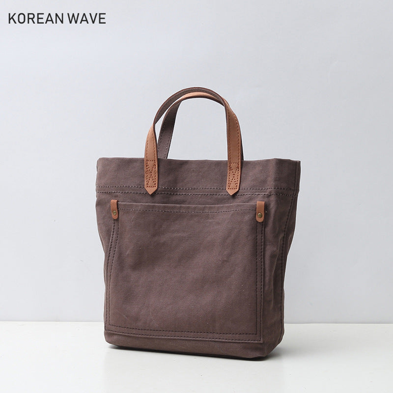 Summer Canvas With Cowhide Portable Mori Shoulder Bags