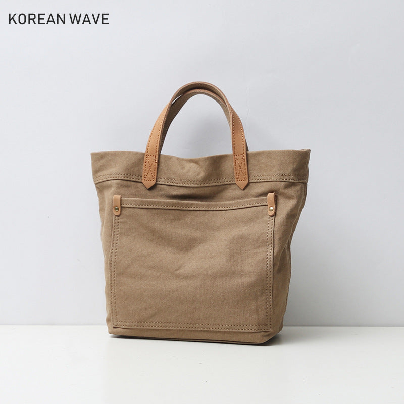 Summer Canvas With Cowhide Portable Mori Shoulder Bags