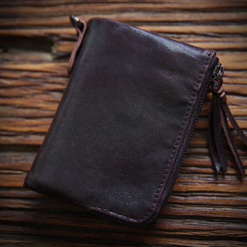 Men's Genuine Leather Korean Fashionable Zipper Hasp Ladies Wallets
