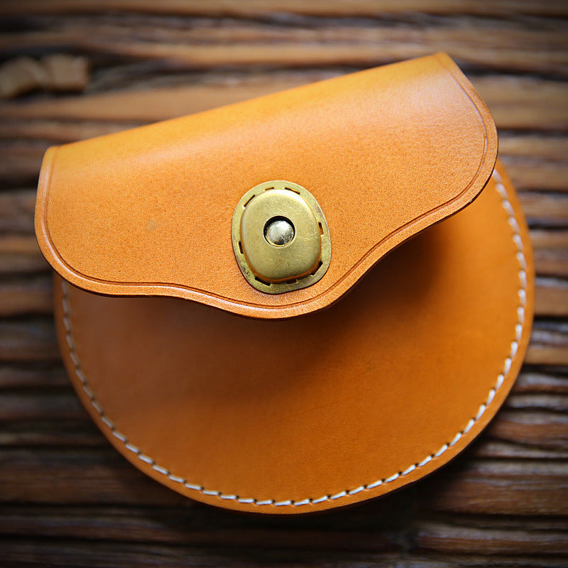 Women's & Men's & Handmade Vegetable Tanned Leather Mini Men's Wallets