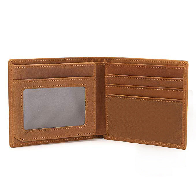 Men's Retro Crazy Horse Leather Genuine Laser Men's Wallets