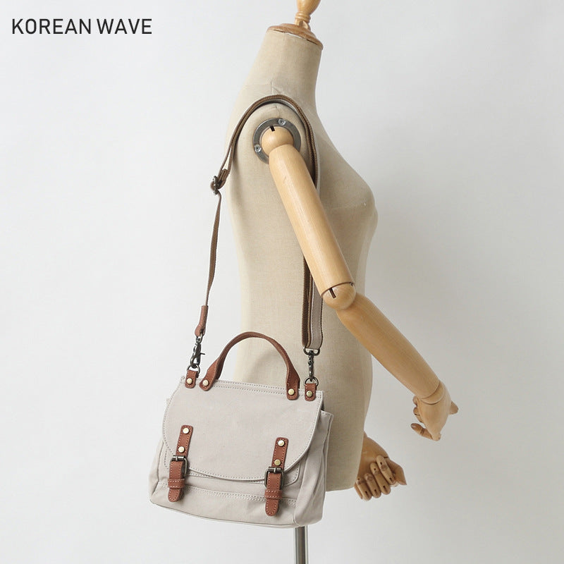 Women's Artistic British Simple Canvas Diagonal Korean Style Postman Crossbody Bags