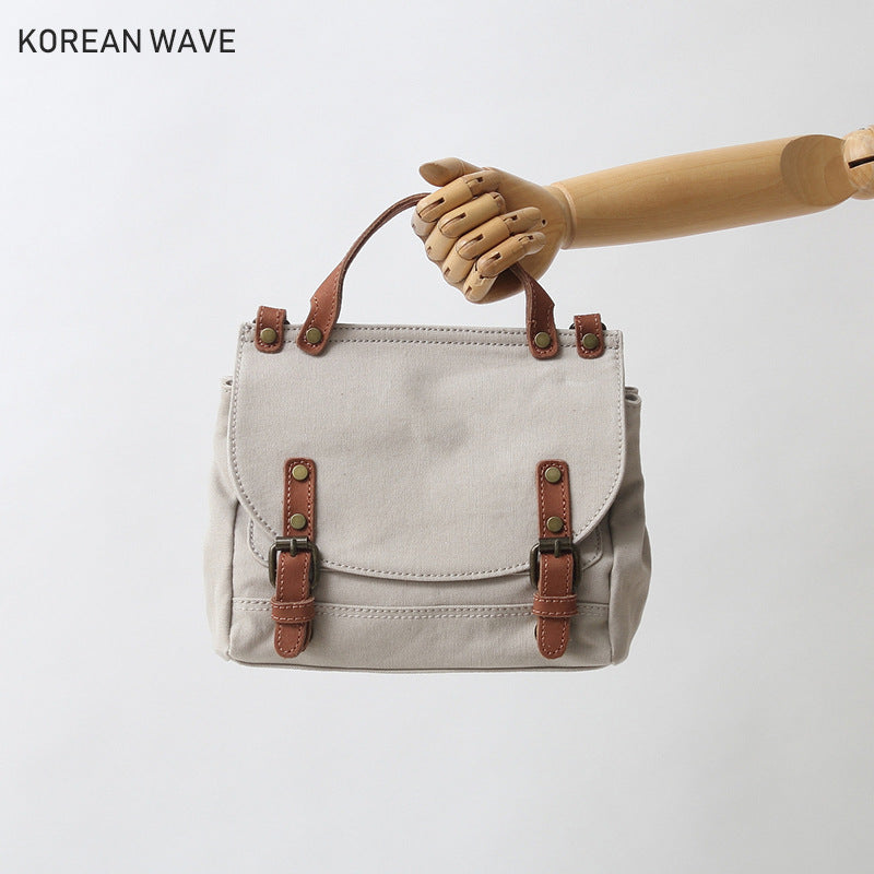 Women's Artistic British Simple Canvas Diagonal Korean Style Postman Crossbody Bags