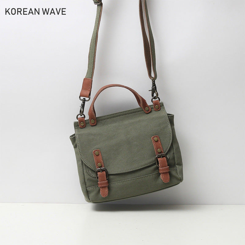 Women's Artistic British Simple Canvas Diagonal Korean Style Postman Crossbody Bags