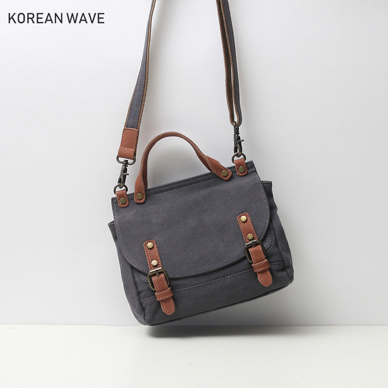 Women's Artistic British Simple Canvas Diagonal Korean Style Postman Crossbody Bags