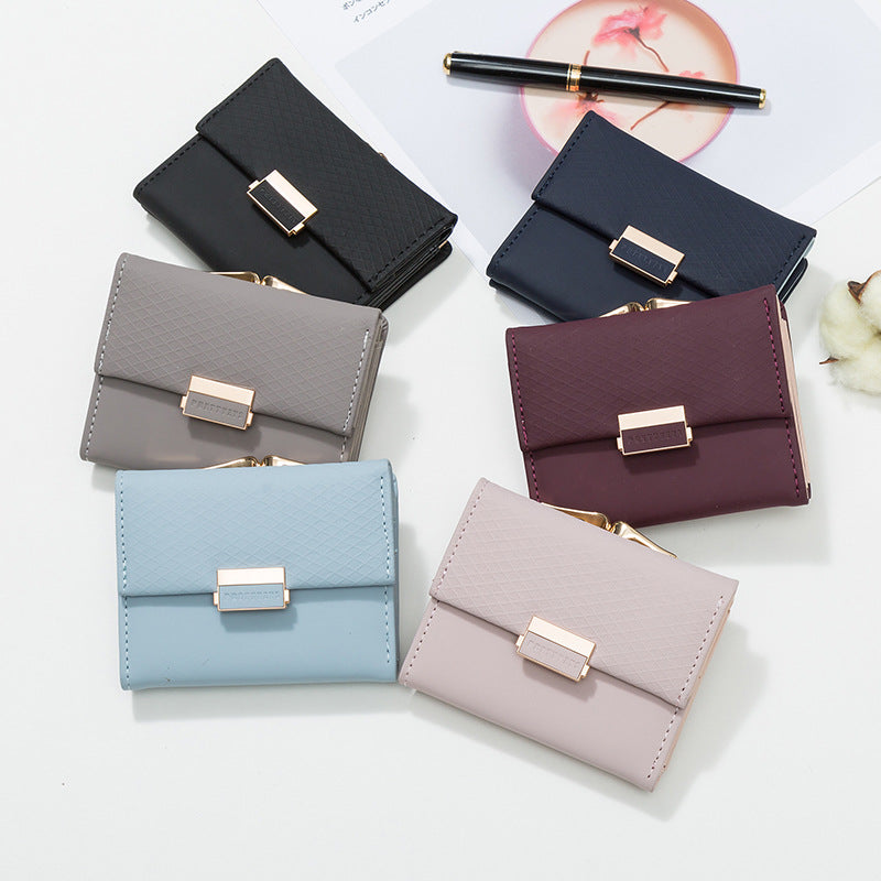 Women's Korean Style Short Plaid Leather Clutch Ladies Wallet