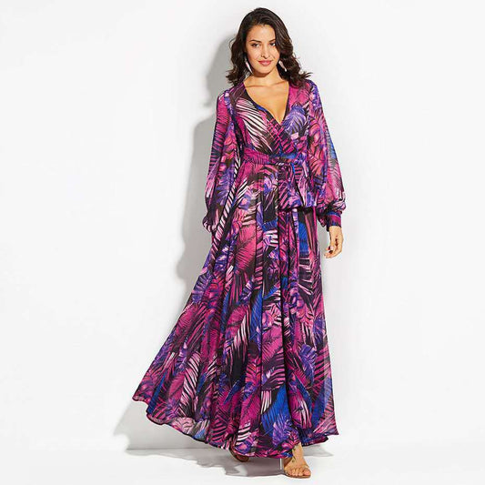 Creative Printed Dress Lantern Sleeve Colors Dresses