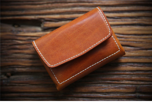 Women's & Men's Handmade Retro Short And Genuine Cattlehide Leather Men's Wallets