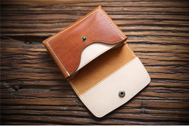 Women's & Men's Handmade Retro Short And Genuine Cattlehide Leather Men's Wallets