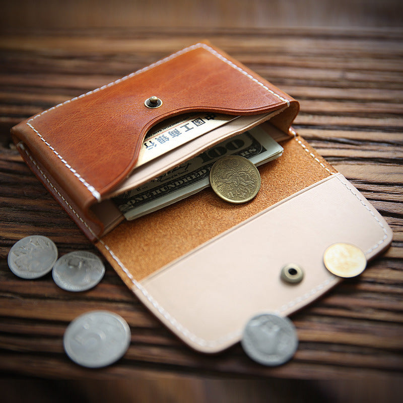 Women's & Men's Handmade Retro Short And Genuine Cattlehide Leather Men's Wallets