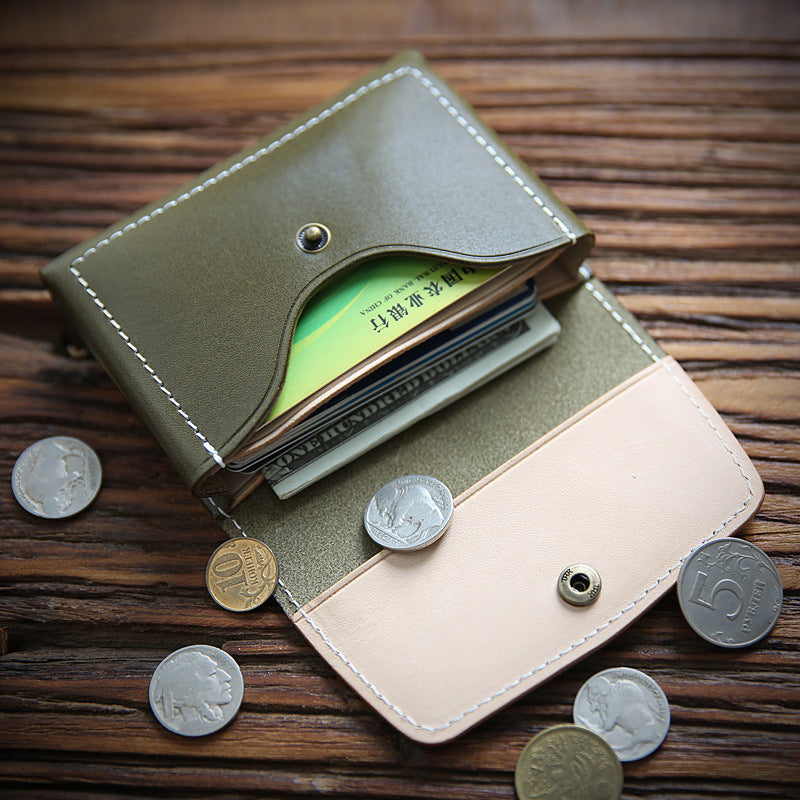 Women's & Men's Handmade Retro Short And Genuine Cattlehide Leather Men's Wallets