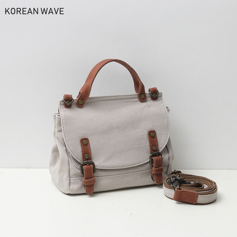 Women's Artistic British Simple Canvas Diagonal Korean Style Postman Crossbody Bags