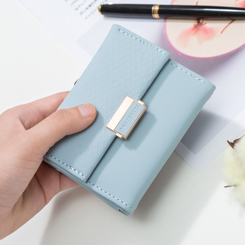 Women's Korean Style Short Plaid Leather Clutch Ladies Wallet