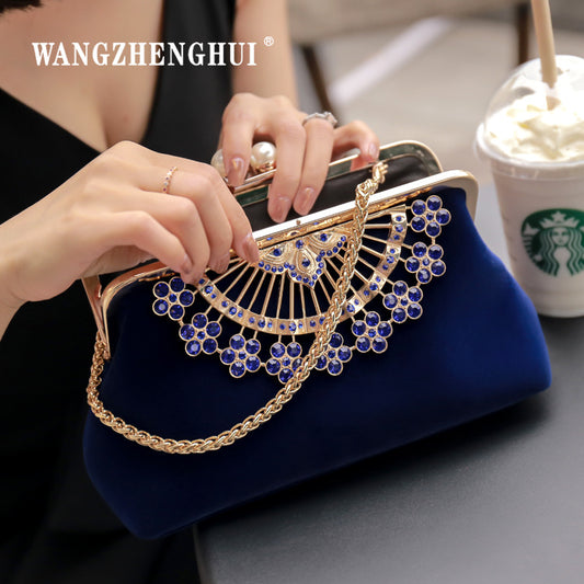 Women's Fashion Diamond Cheongsam Match Chain One Evening Bags