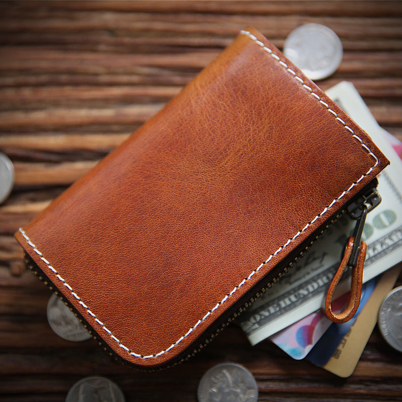Men's Italy Leather First Layer Short Cowhide Coin Purses