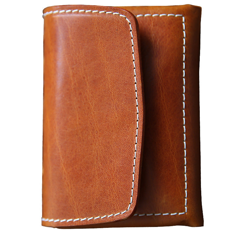 Women's & Men's Handmade Retro Short And Genuine Cattlehide Leather Men's Wallets