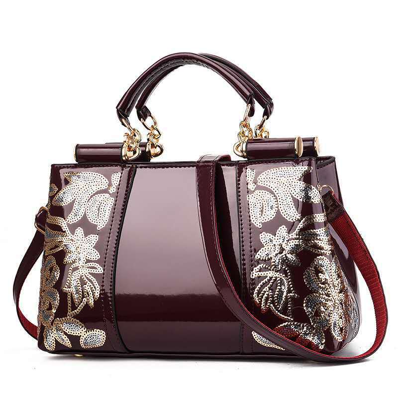 Women's Fashion Patent Leather Mother's Bright Elegant Shoulder Bags