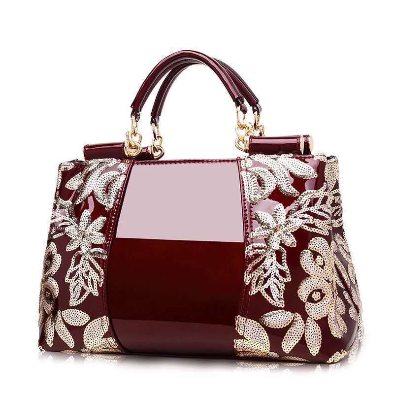 Women's Fashion Patent Leather Mother's Bright Elegant Handbags