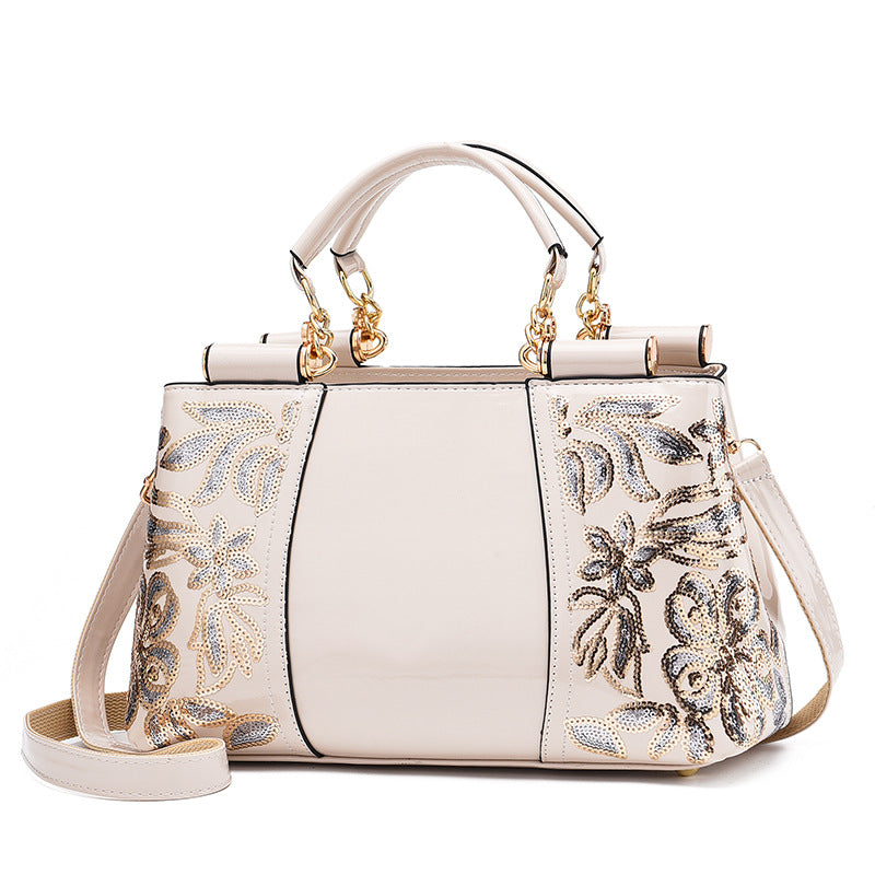 Women's Fashion Bright Leather Chinese Style Embroidered Shoulder Bags