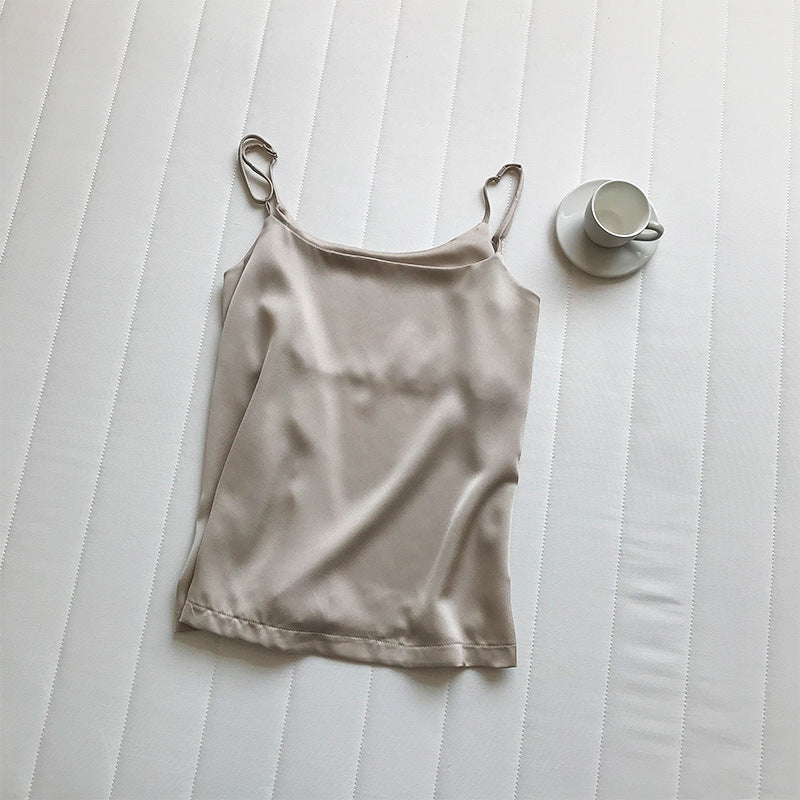 Women's Unique Satin Spaghetti Strap Camisole Tops