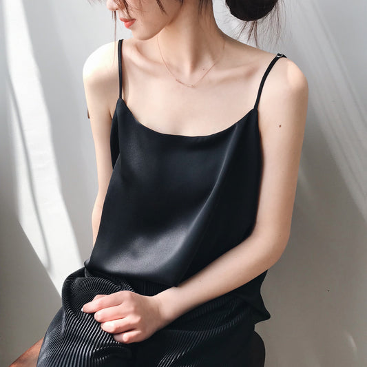 Women's Unique Satin Spaghetti Strap Camisole Tops
