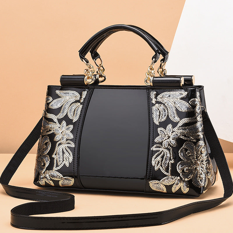 Women's Fashion Bright Leather Chinese Style Embroidered Shoulder Bags