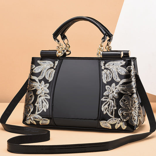 Women's Fashion Bright Leather Chinese Style Embroidered Shoulder Bags