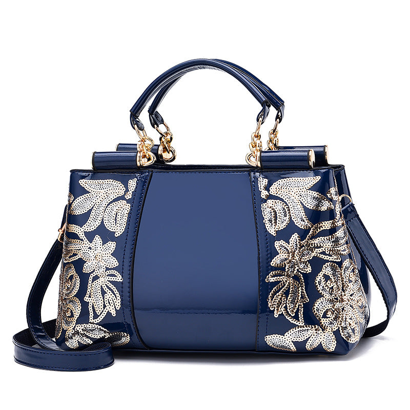 Women's Fashion Bright Leather Chinese Style Embroidered Shoulder Bags