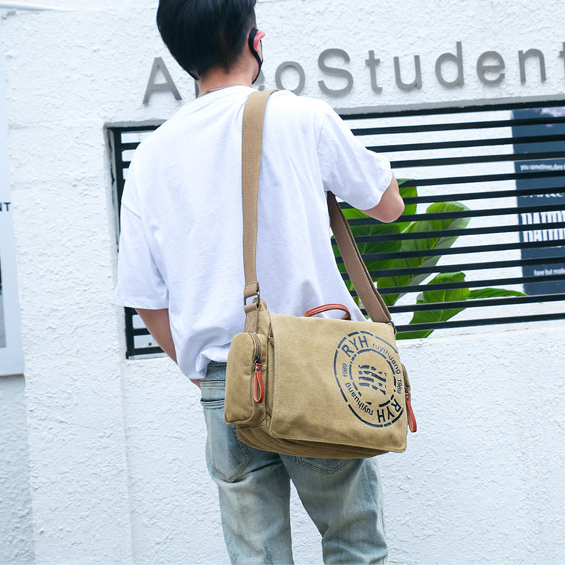 Men's Canvas Fashion Business Portable Official Document Men's Shoulder Bags