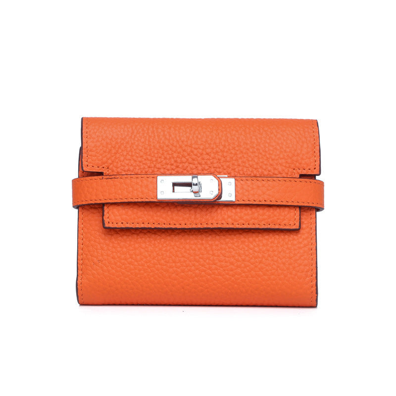 Women's Fashion Classic Lychee Pattern Cowhide Clutch Ladies Wallets